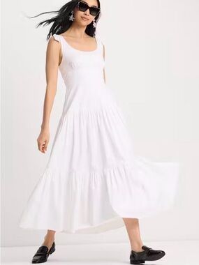 kate spade White Tiered Maxi Dress with Tie-Shoulder
